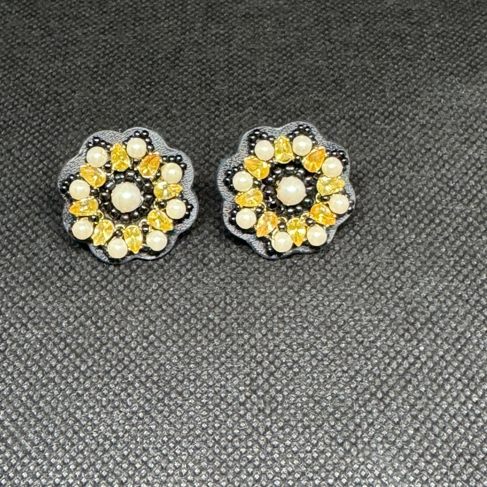 Kate Spade Gold and White Floral Earrings